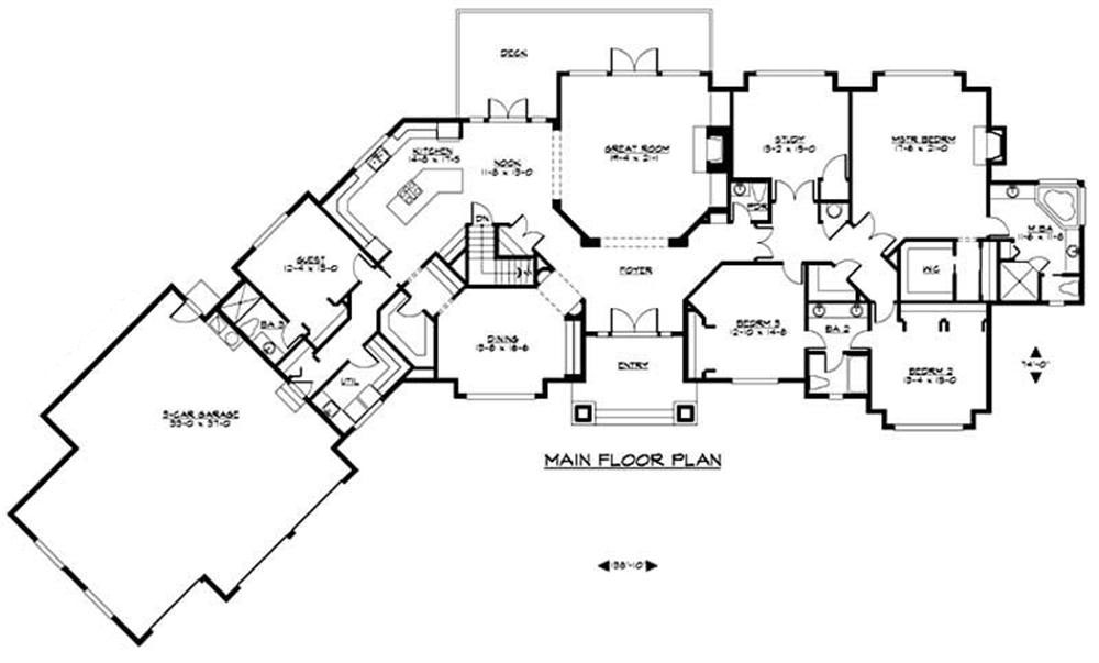 Floor Plan First Story of Craftsman Plan #115-1142